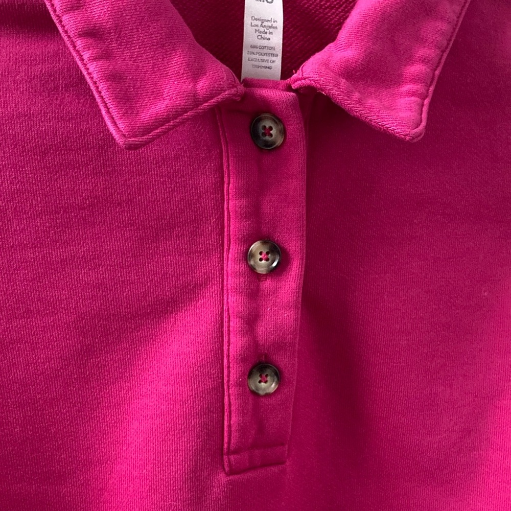 ALO Yoga Pink Long Sleeve Cropped Polo sweatshirt - Picture 5 of 6